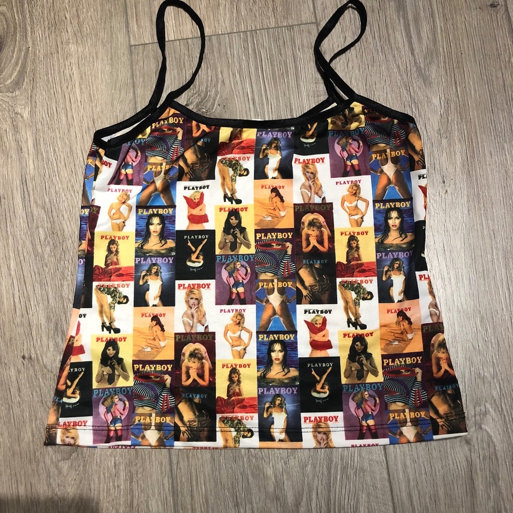 Playboy magazine covers top vest camisole retro 90 s collectors m